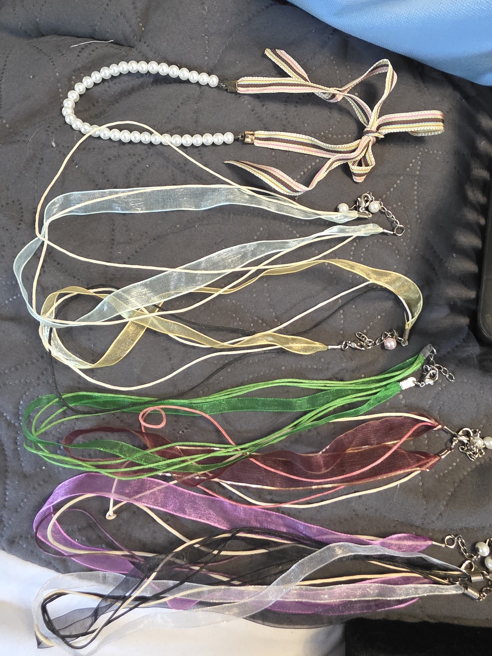 Pearl and Multi-Color Ribbons For Pendants